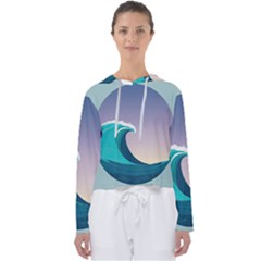 Tsunami Tidal Wave Wave Minimalist Ocean Sea 4 Women s Slouchy Sweat by Pakemis