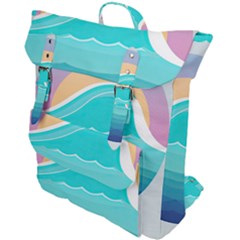 Tsunami Tidal Wave Wave Minimalist Ocean Sea Buckle Up Backpack by Pakemis