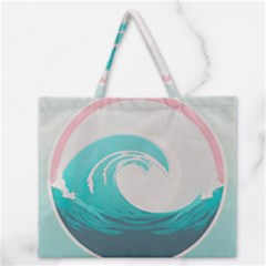 Tidal Wave Ocean Sea Tsunami Wave Minimalist Zipper Large Tote Bag by Pakemis