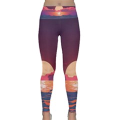 Sunset Ocean Beach Water Tropical Island Vacation 5 Lightweight Velour Classic Yoga Leggings by Pakemis