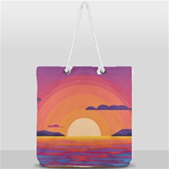 Sunset Ocean Beach Water Tropical Island Vacation Landscape Full Print Rope Handle Tote (large) by Pakemis