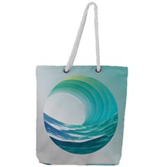 Tsunami Tidal Wave Wave Minimalist Ocean Sea 2 Full Print Rope Handle Tote (large) by Pakemis