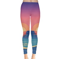 Sunset Ocean Beach Water Tropical Island Vacation 2 Leggings  by Pakemis