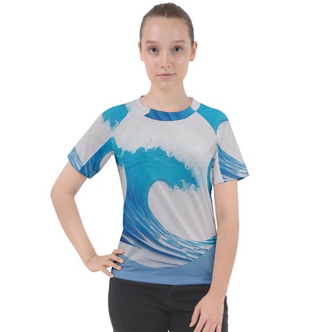 Wave Tsunami Tidal Wave Ocean Sea Water Women s Sport Raglan Tee by Pakemis