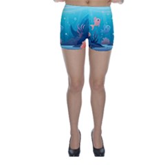 Ai Generated Ocean Sea Fish Aquatic Water Nature 4 Skinny Shorts by Pakemis