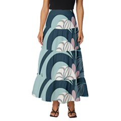 Flowers Pattern Floral Ocean Abstract Digital Art Tiered Ruffle Maxi Skirt by Pakemis