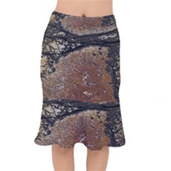 Rustic Charm Abstract Print Short Mermaid Skirt by dflcprintsclothing