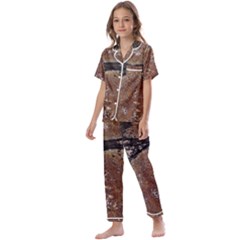 Rustic Charm Abstract Print Kids  Satin Short Sleeve Pajamas Set by dflcprintsclothing