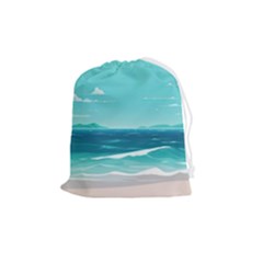 Ai Generated Ocean Waves Sea Water Anime Drawstring Pouch (medium) by Pakemis