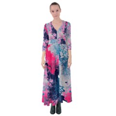 Fluid Art Pattern Button Up Maxi Dress by GardenOfOphir