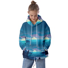 Ai Generated Ocean Sea Water Anime Nautical 2 Kids  Oversized Hoodie by Pakemis