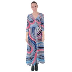 Fluid Abstract Art Button Up Maxi Dress by GardenOfOphir