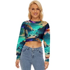 Tropical Paradise Beach Ocean Shore Sea Fantasy Lightweight Long Sleeve Sweatshirt by Pakemis