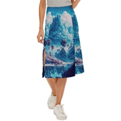 Tropical Winter Fantasy Landscape Paradise Midi Panel Skirt by Pakemis