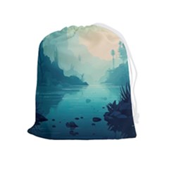 Ai Generated River Forest Woods Outdoors Drawstring Pouch (xl) by Pakemis