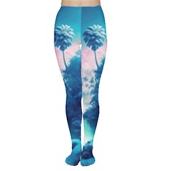 Tropical Winter Frozen Snow Paradise Palm Trees Tights by Pakemis