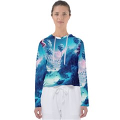 Tropical Winter Frozen Snow Paradise Palm Trees Women s Slouchy Sweat by Pakemis