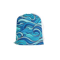 Pattern Ocean Waves Blue Nature Sea Abstract Drawstring Pouch (medium) by Pakemis