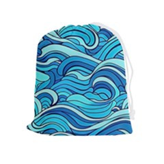 Pattern Ocean Waves Blue Nature Sea Abstract Drawstring Pouch (xl) by Pakemis