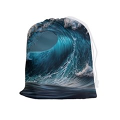 Tsunami Waves Ocean Sea Water Rough Seas 2 Drawstring Pouch (xl) by Pakemis