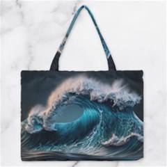 Tsunami Waves Ocean Sea Water Rough Seas 2 Zipper Medium Tote Bag by Pakemis