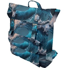 Tsunami Waves Ocean Sea Water Rough Seas 2 Buckle Up Backpack by Pakemis