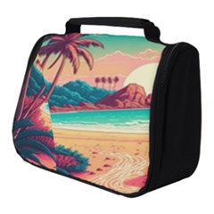 Palm Trees Tropical Ocean Sunset Sunrise Landscape Full Print Travel Pouch (small) by Pakemis