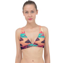 Tropical Beach Sea Jungle Ocean Landscape Classic Banded Bikini Top by Pakemis