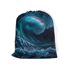 Tsunami Waves Ocean Sea Water Rough Seas 3 Drawstring Pouch (xl) by Pakemis