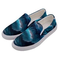 Tsunami Waves Ocean Sea Water Rough Seas 3 Men s Canvas Slip Ons by Pakemis