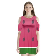 Watermelon Fruit Summer Red Fresh Food Healthy Shoulder Cutout Velvet One Piece by Wegoenart