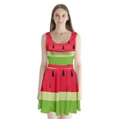 Watermelon Fruit Food Healthy Vitamins Nutrition Split Back Mini Dress  by Wegoenart