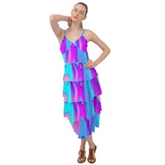 Colorful Abstract Fluid Art Pattern Layered Bottom Dress by GardenOfOphir