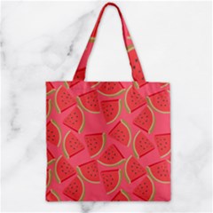 Watermelon Background Watermelon Wallpaper Zipper Grocery Tote Bag by Wegoenart