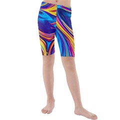 Dancing In The Liquid Light Kids  Mid Length Swim Shorts by GardenOfOphir