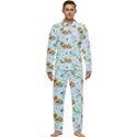 Pattern Giraffe Animal Seamless Scrapbooking Blue Men s Long Sleeve Velvet Pocket Pajamas Set View1