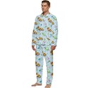 Pattern Giraffe Animal Seamless Scrapbooking Blue Men s Long Sleeve Velvet Pocket Pajamas Set View3