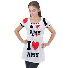 I Love Amy Puff Sleeve Tunic Top by ilovewhateva