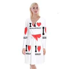 I Love Shirley Long Sleeve Velvet Front Wrap Dress by ilovewhateva
