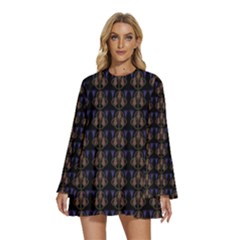 Digitalart Balls Round Neck Long Sleeve Bohemian Style Chiffon Mini Dress by Sparkle