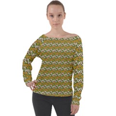 Pattern Off Shoulder Long Sleeve Velour Top by Sparkle