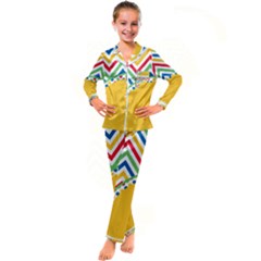 Pattern 32 Kid s Satin Long Sleeve Pajamas Set by GardenOfOphir