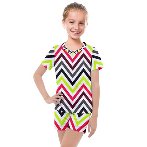 Chevron Kids  Mesh Tee And Shorts Set by GardenOfOphir