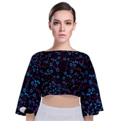 Artificial Intelligence Network Tie Back Butterfly Sleeve Chiffon Top by Semog4