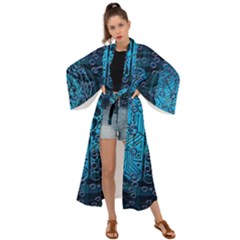 Artificial Intelligence Network Blue Art Maxi Kimono by Semog4