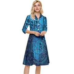 Artificial Intelligence Network Blue Art Classy Knee Length Dress by Semog4