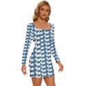 Pattern 162 Long Sleeve Square Neck Bodycon Velvet Dress View3