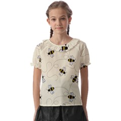 Insects Bees Digital Paper Kids  Frill Chiffon Blouse by Semog4