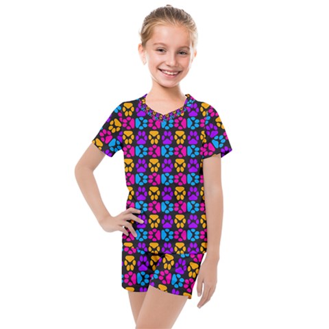 Pattern 221 Kids  Mesh Tee And Shorts Set by GardenOfOphir