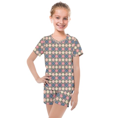 Pattern 258 Kids  Mesh Tee And Shorts Set by GardenOfOphir